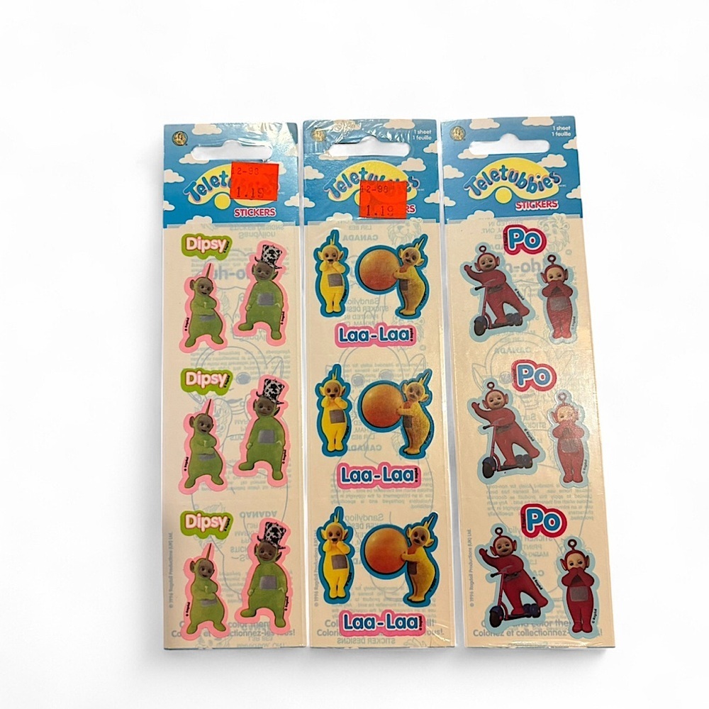 VTG y2k Sandylion Teletubbies Stickers Lot of 3 Dipsy Laa-Laa Po